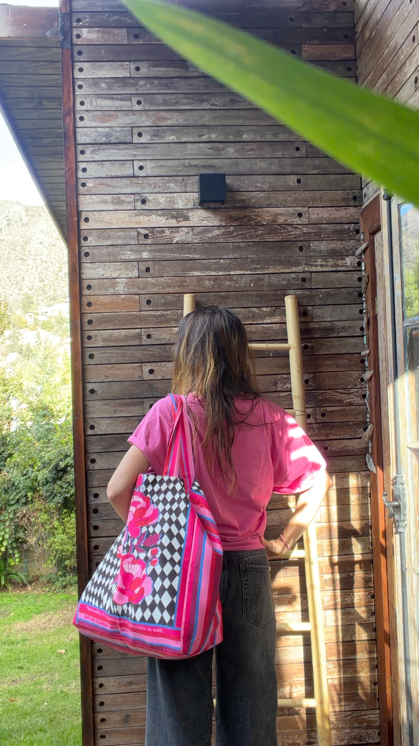 Maxi tote Bag Rosa Rayas